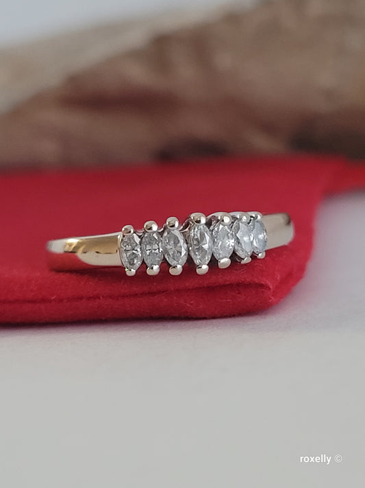 ❤️14k Size 5.25 Precious Solid White Gold Genuine Diamond Tiara Design Ring!