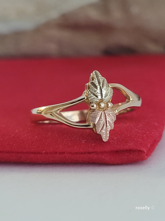 ❤️10k Size 6 Precious Solid Yellow Gold Leaves-Shaped Black Hills Ring!