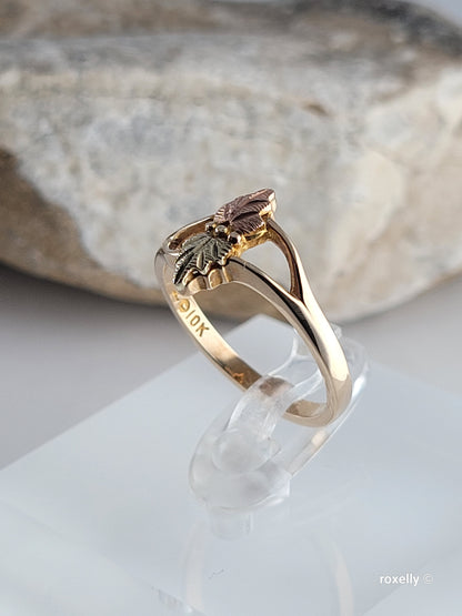 ❤️10k Size 6 Precious Solid Yellow Gold Leaves-Shaped Black Hills Ring!