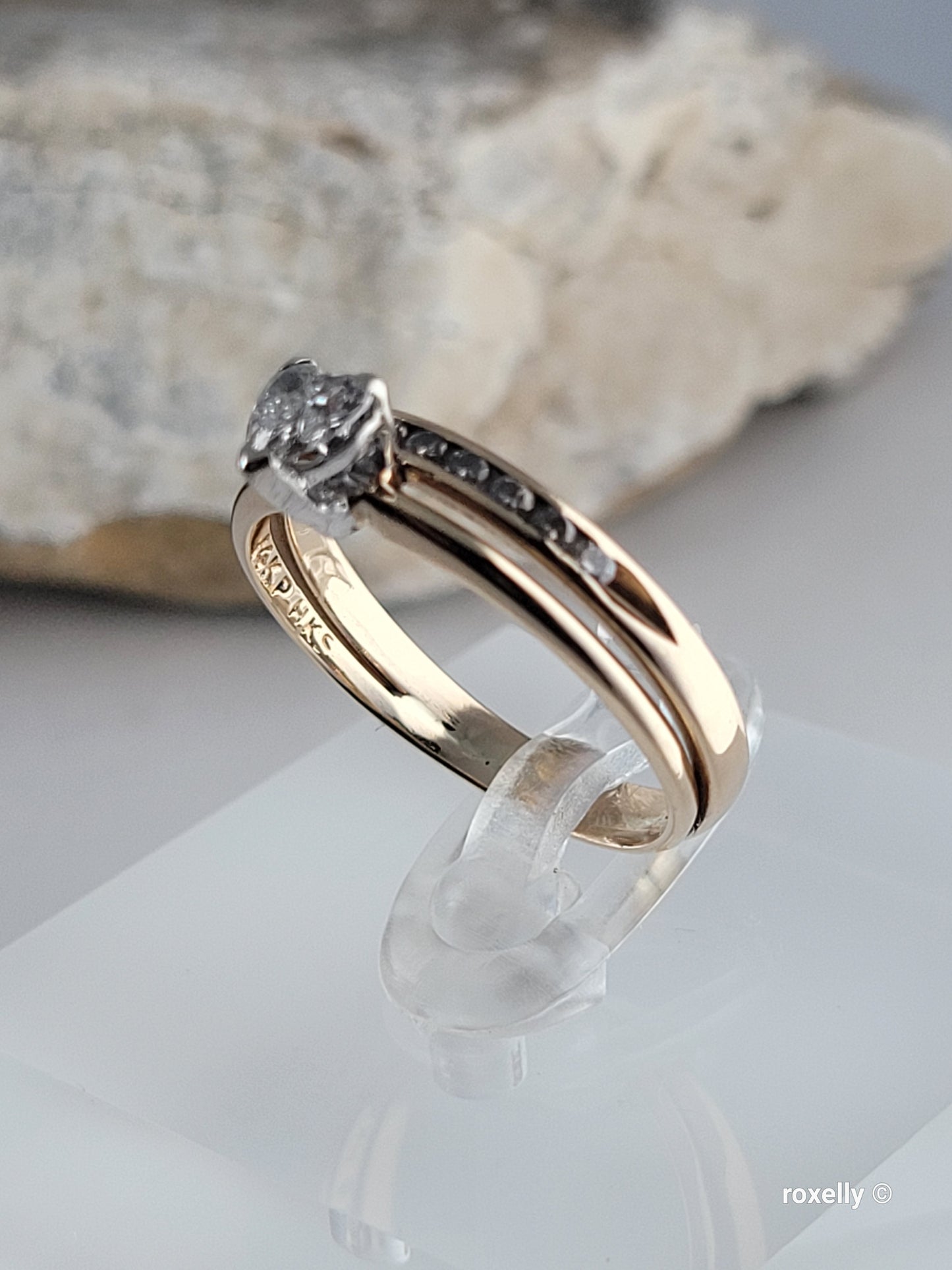 ❤️14k Size 7 Amazing Solid Yellow Gold Genuine Diamonds Two Rings (Joined)!