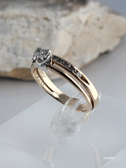 ❤️14k Size 7 Amazing Solid Yellow Gold Genuine Diamonds Two Rings (Joined)!