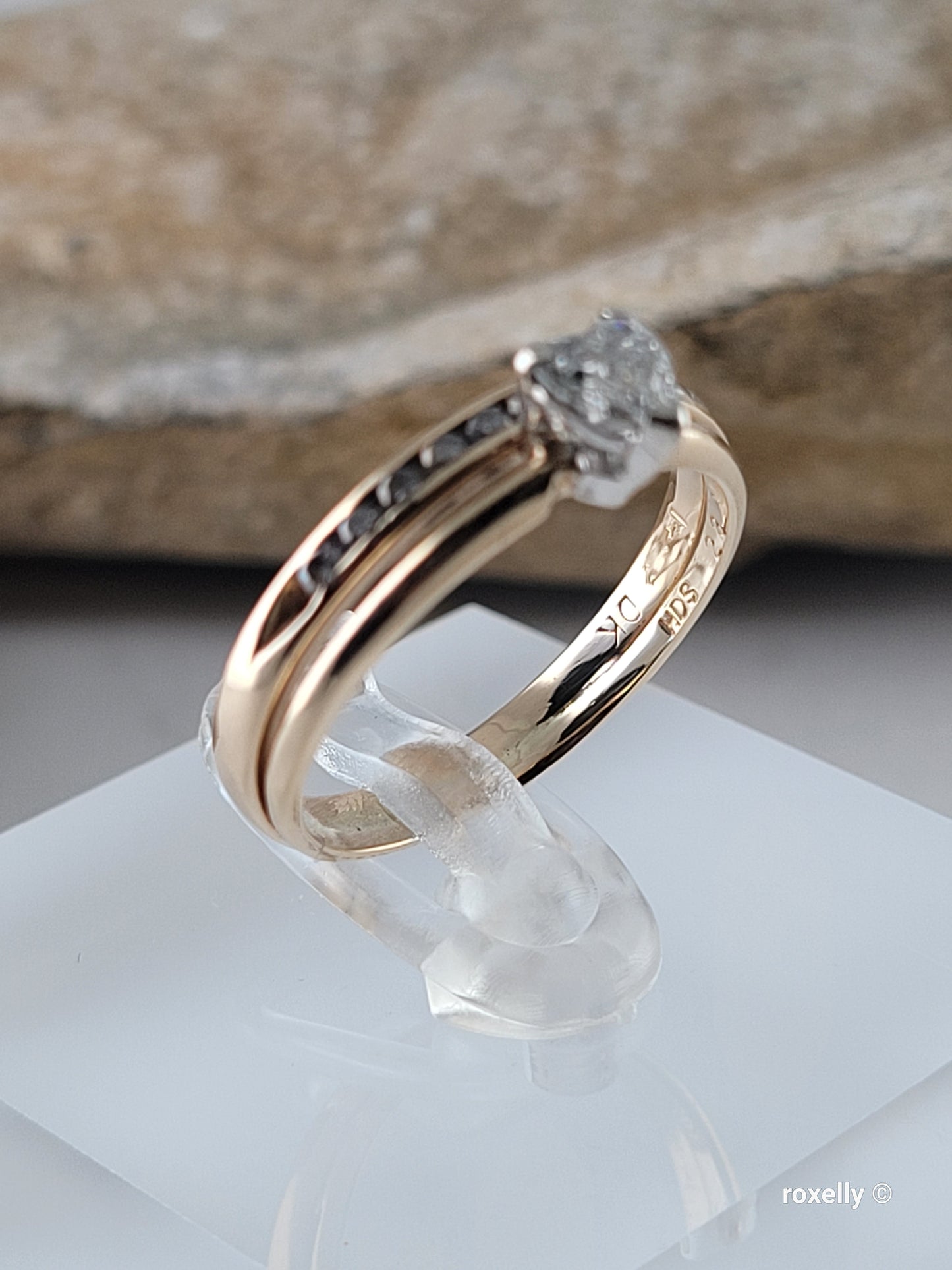 ❤️14k Size 7 Amazing Solid Yellow Gold Genuine Diamonds Two Rings (Joined)!