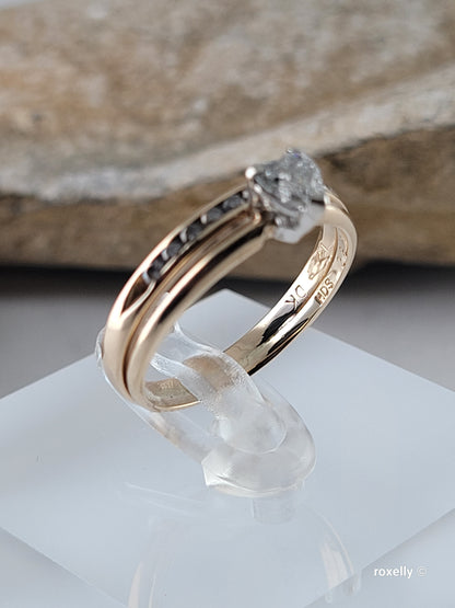 ❤️14k Size 7 Amazing Solid Yellow Gold Genuine Diamonds Two Rings (Joined)!