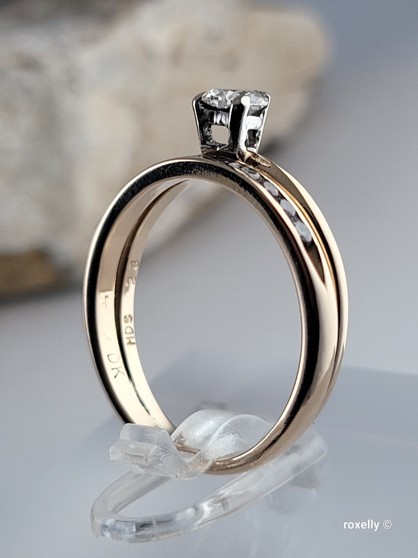 ❤️14k Size 7 Amazing Solid Yellow Gold Genuine Diamonds Two Rings (Joined)!