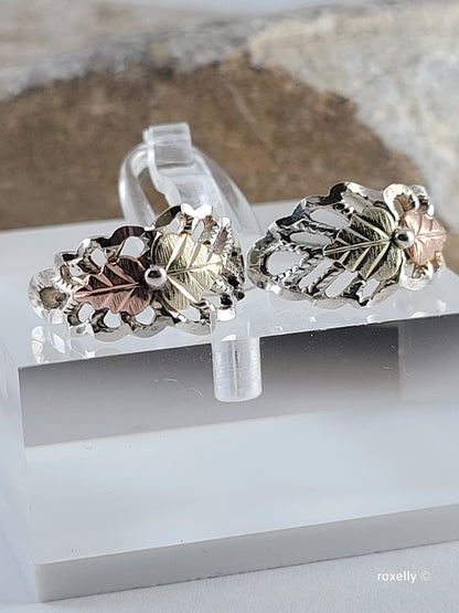 ❤️Sterling Silver and 10k Solid Gold Leaves-Shaped, Black Hills Earrings!