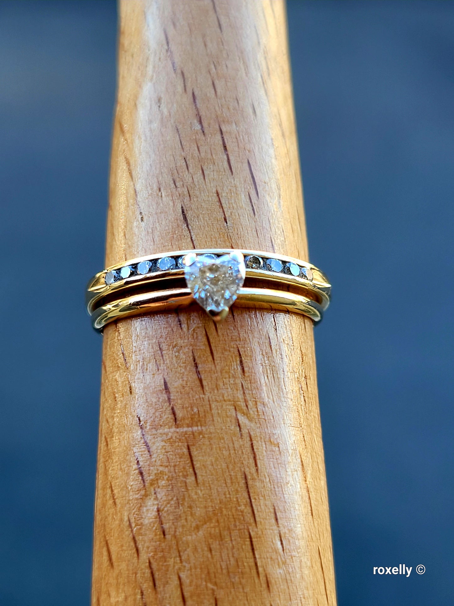 ❤️14k Size 7 Amazing Solid Yellow Gold Genuine Diamonds Two Rings (Joined)!