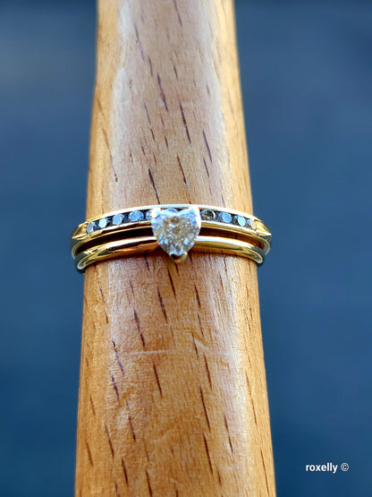 ❤️14k Size 7 Amazing Solid Yellow Gold Genuine Diamonds Two Rings (Joined)!