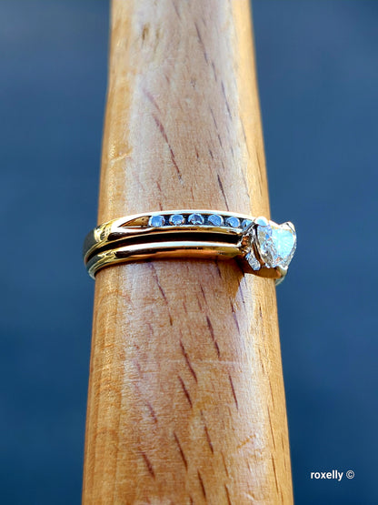 ❤️14k Size 7 Amazing Solid Yellow Gold Genuine Diamonds Two Rings (Joined)!