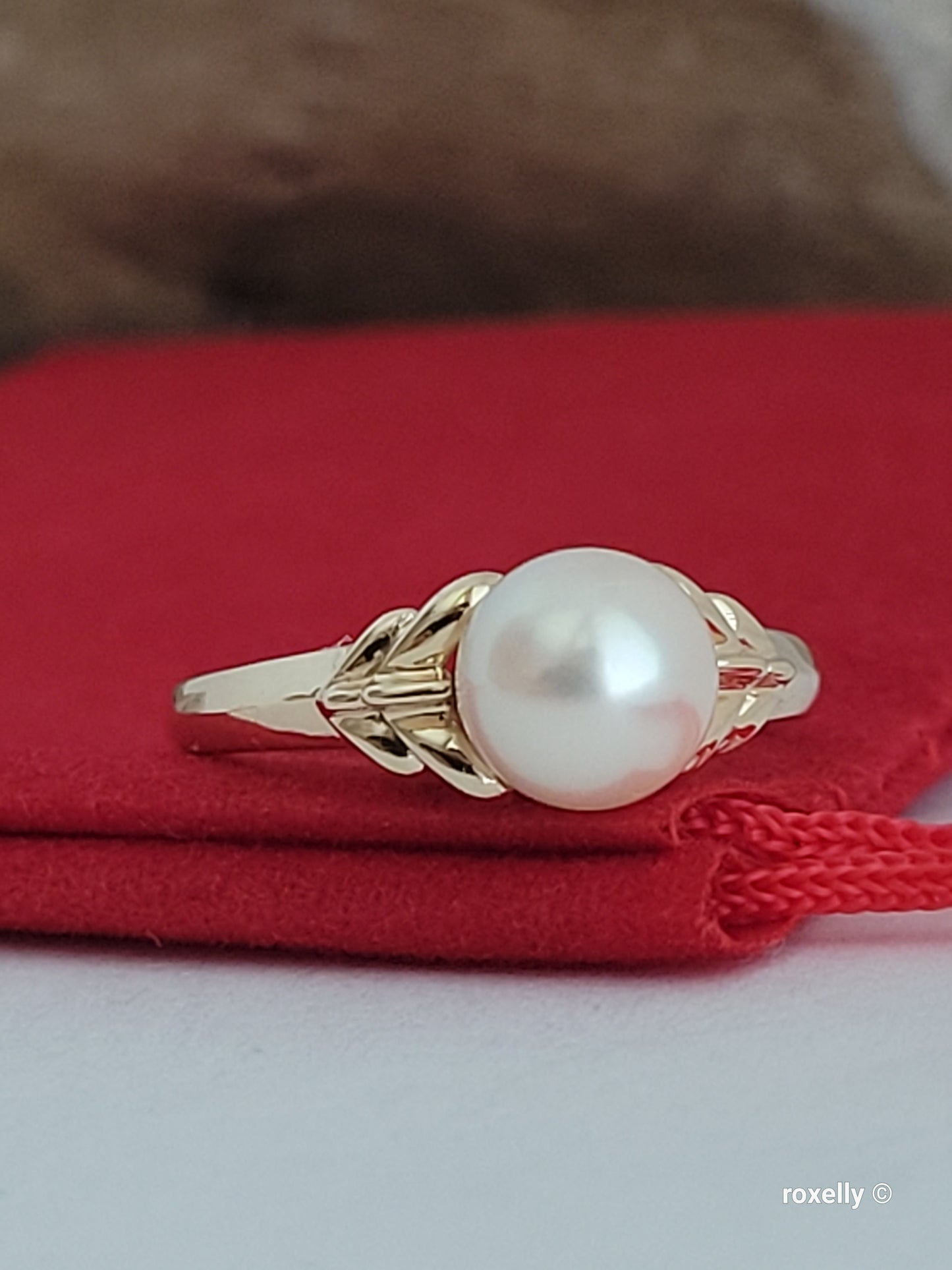 ❤️14k Size 6.75 Precious Solid Yellow Fresh-Water Pearl Ring!