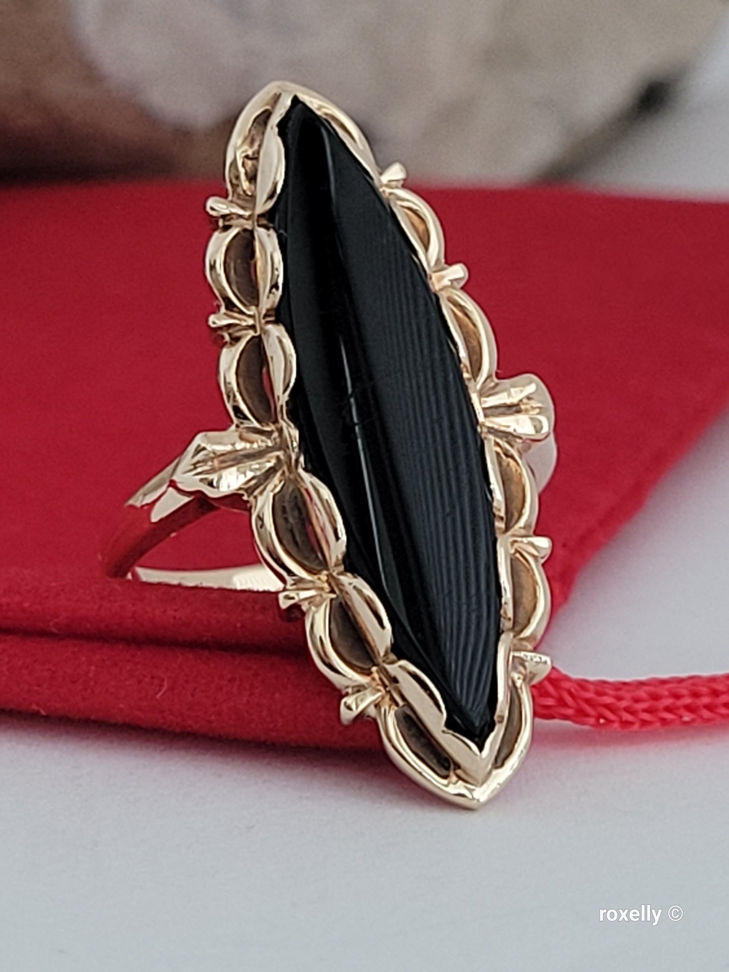 ❤️10k Size 6.25 Precious Solid Yellow Gold Onyx Cocktail Ring!