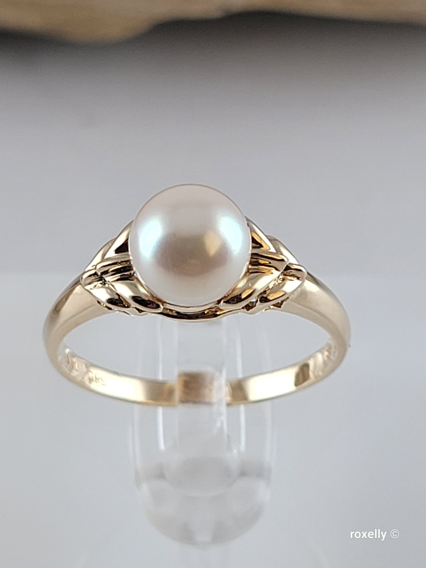 ❤️14k Size 6.75 Precious Solid Yellow Fresh-Water Pearl Ring!