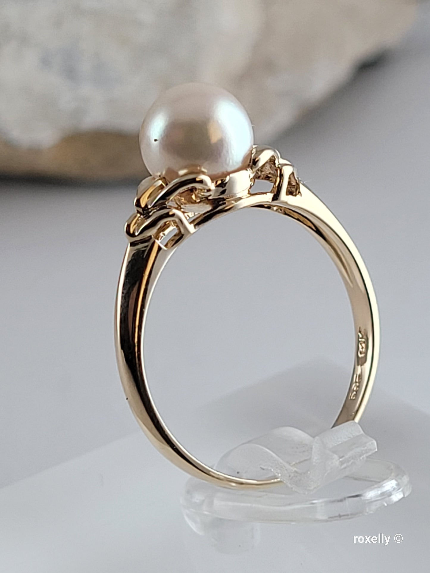 ❤️14k Size 6.75 Precious Solid Yellow Fresh-Water Pearl Ring!