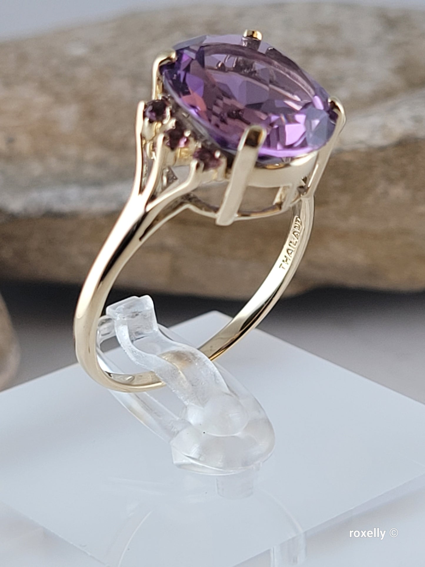 ❤️14k Size 11 Gorgeous Solid Yellow Gold Amethyst and Tourmaline Cocktail Ring!