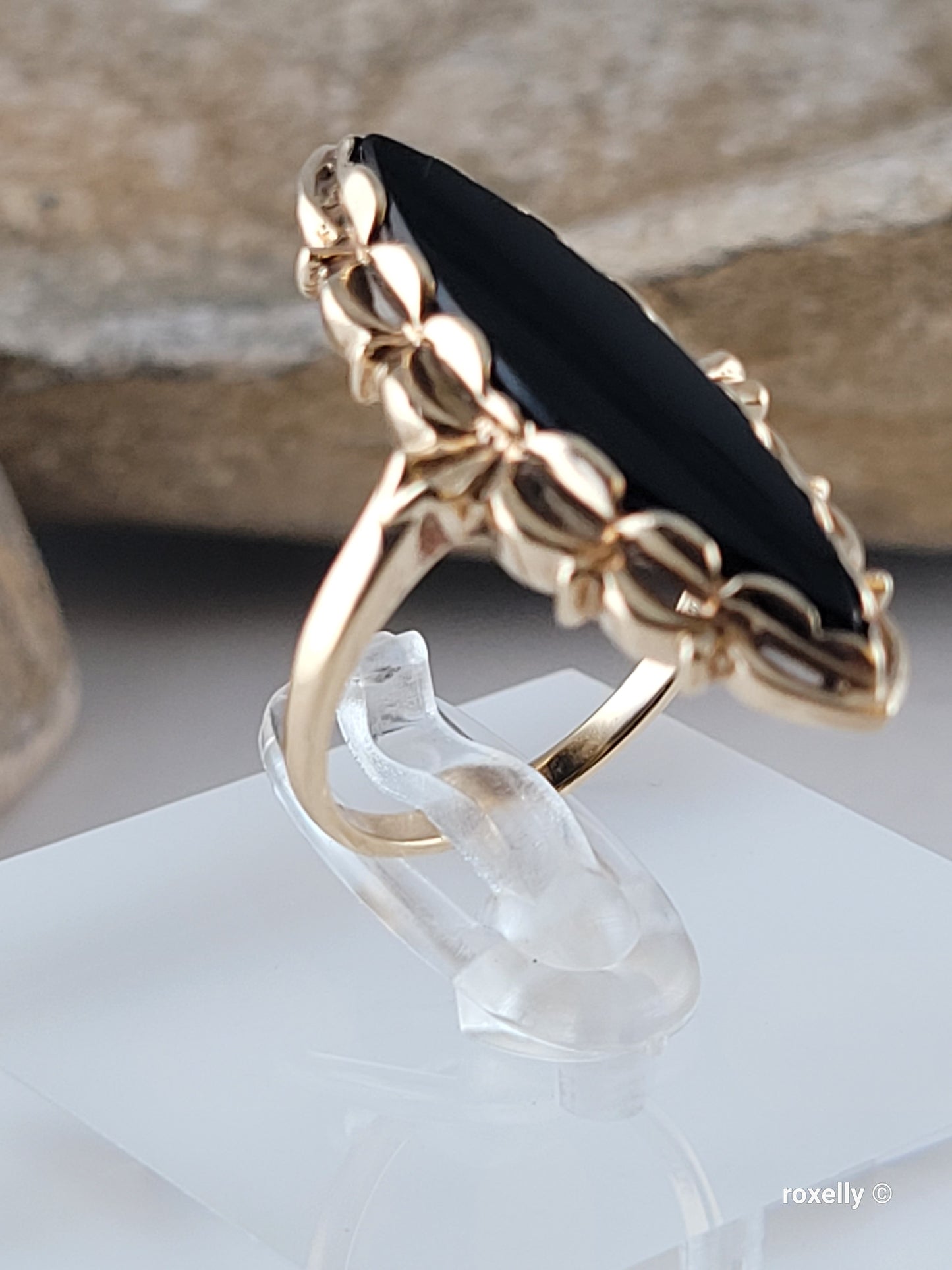 ❤️10k Size 6.25 Precious Solid Yellow Gold Onyx Cocktail Ring!