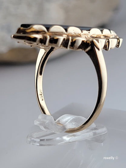 ❤️10k Size 6.25 Precious Solid Yellow Gold Onyx Cocktail Ring!