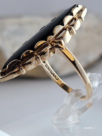 ❤️10k Size 6.25 Precious Solid Yellow Gold Onyx Cocktail Ring!