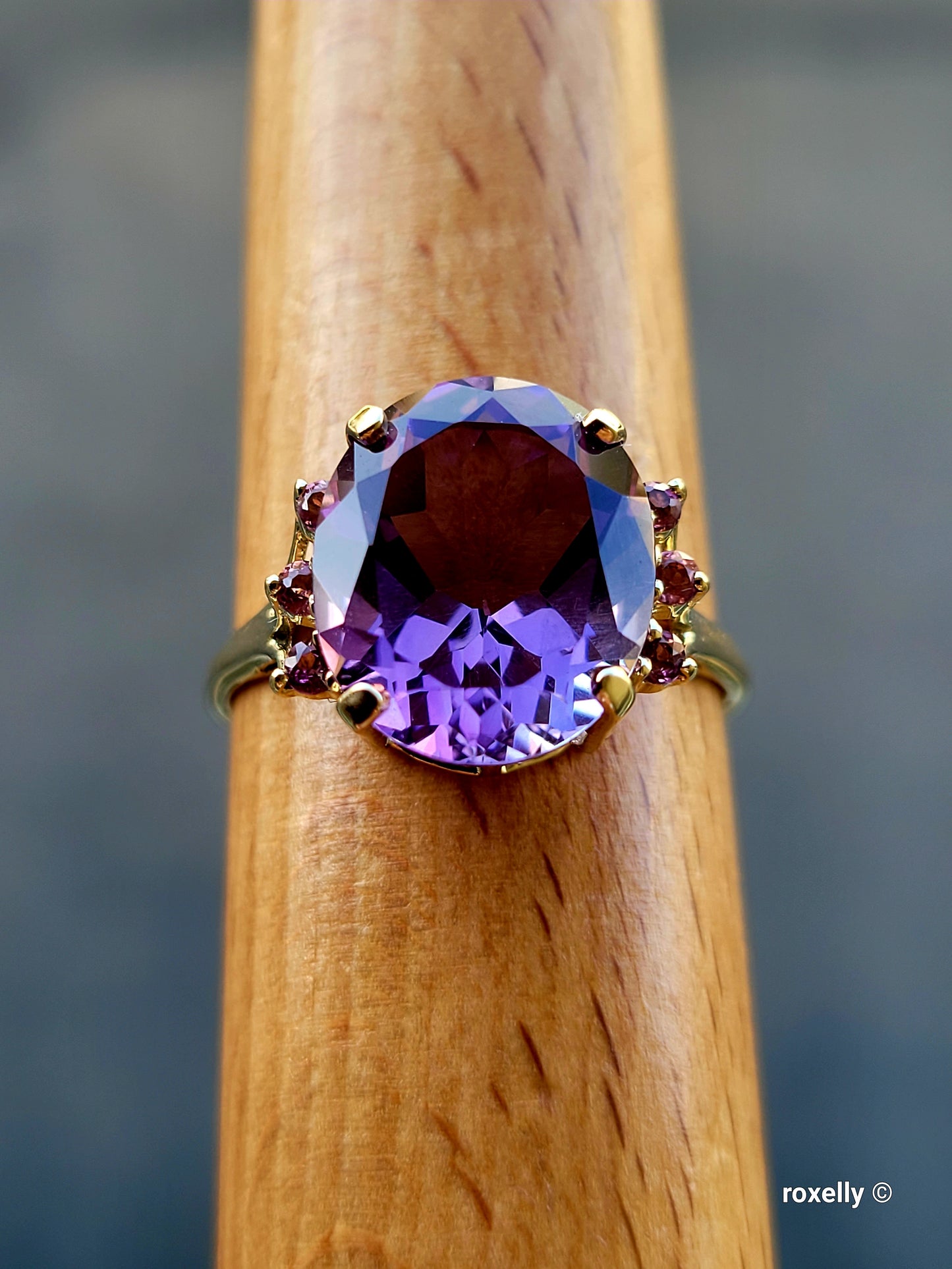 ❤️14k Size 11 Gorgeous Solid Yellow Gold Amethyst and Tourmaline Cocktail Ring!