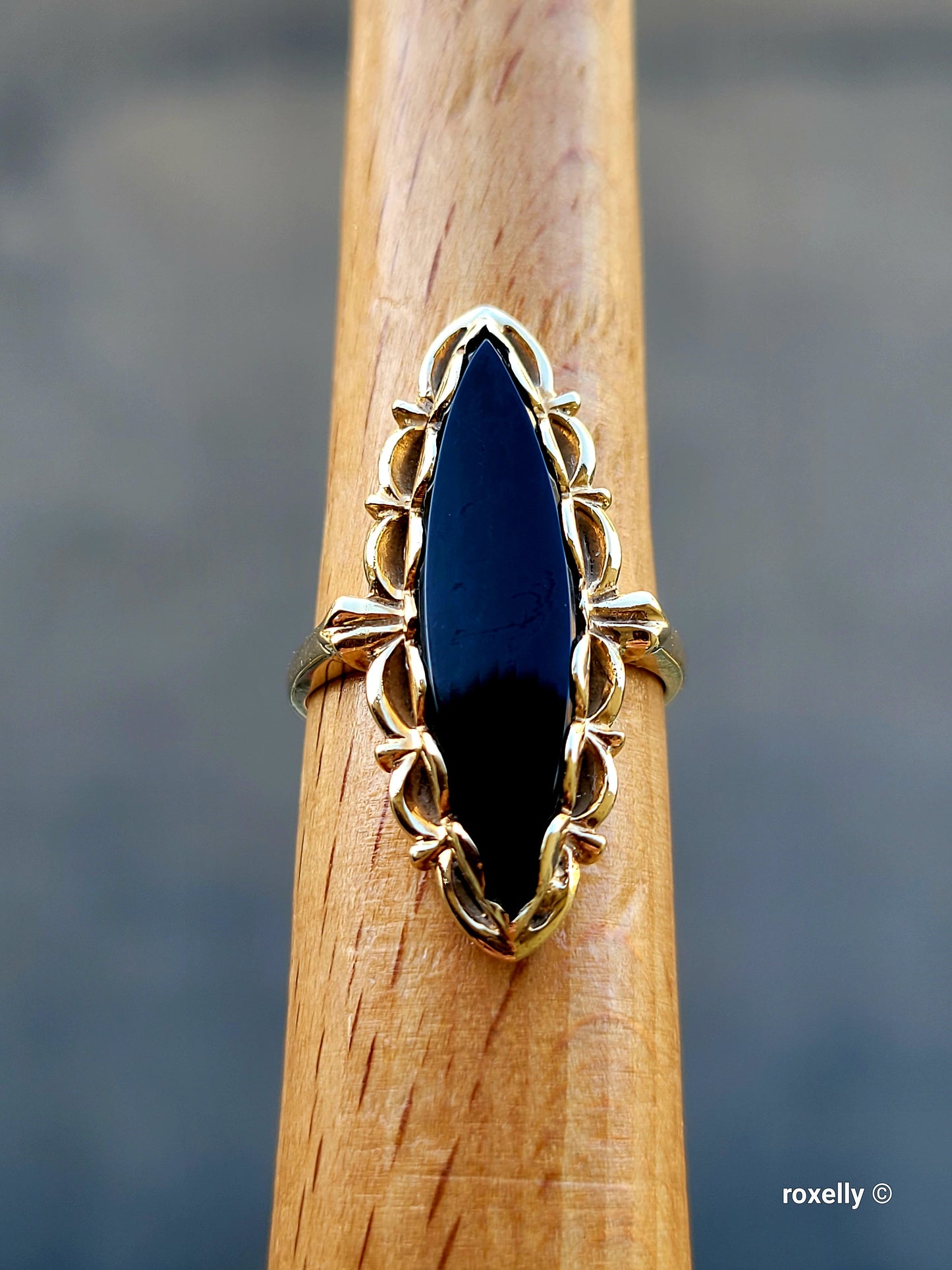 ❤️10k Size 6.25 Precious Solid Yellow Gold Onyx Cocktail Ring!