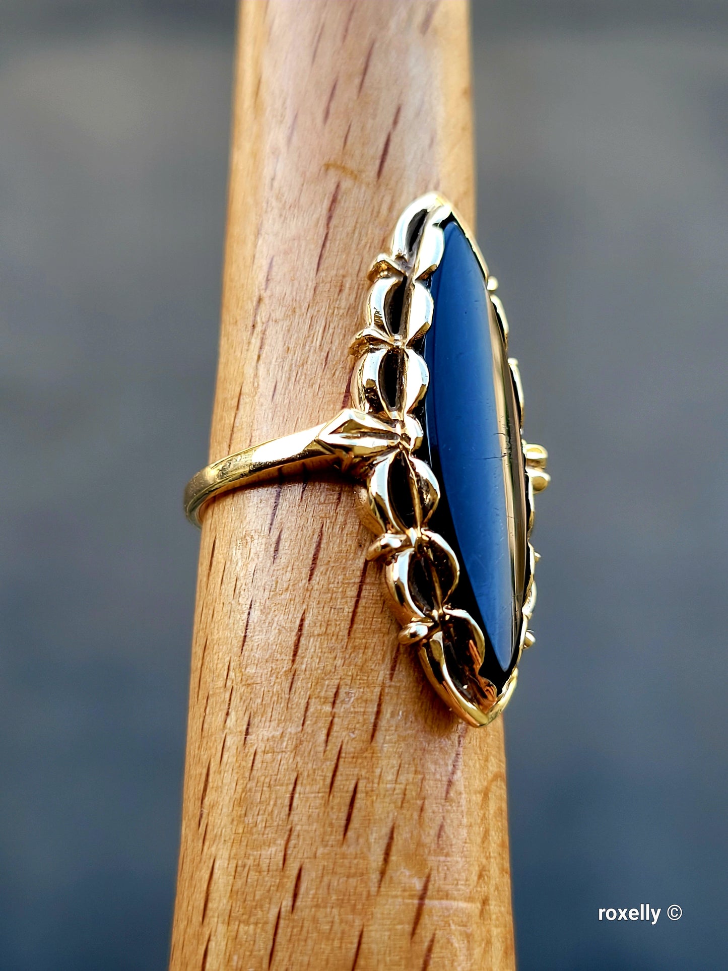 ❤️10k Size 6.25 Precious Solid Yellow Gold Onyx Cocktail Ring!