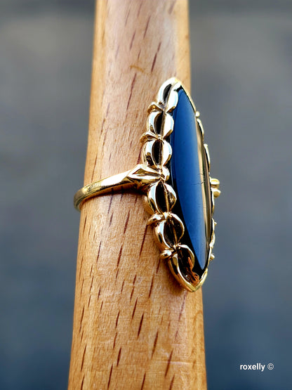 ❤️10k Size 6.25 Precious Solid Yellow Gold Onyx Cocktail Ring!