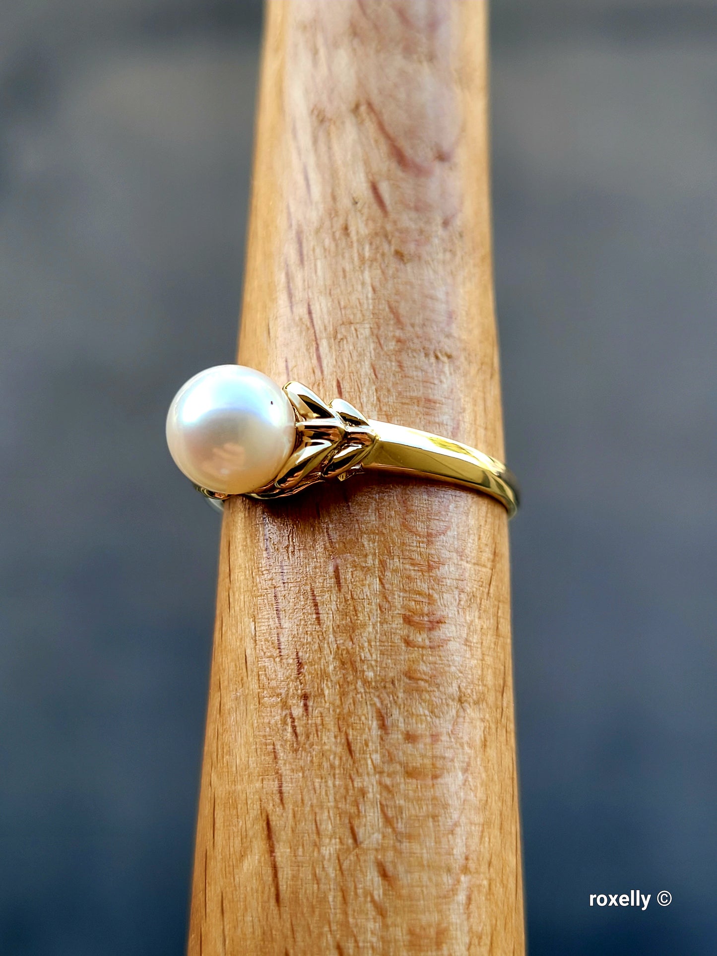 ❤️14k Size 6.75 Precious Solid Yellow Fresh-Water Pearl Ring!