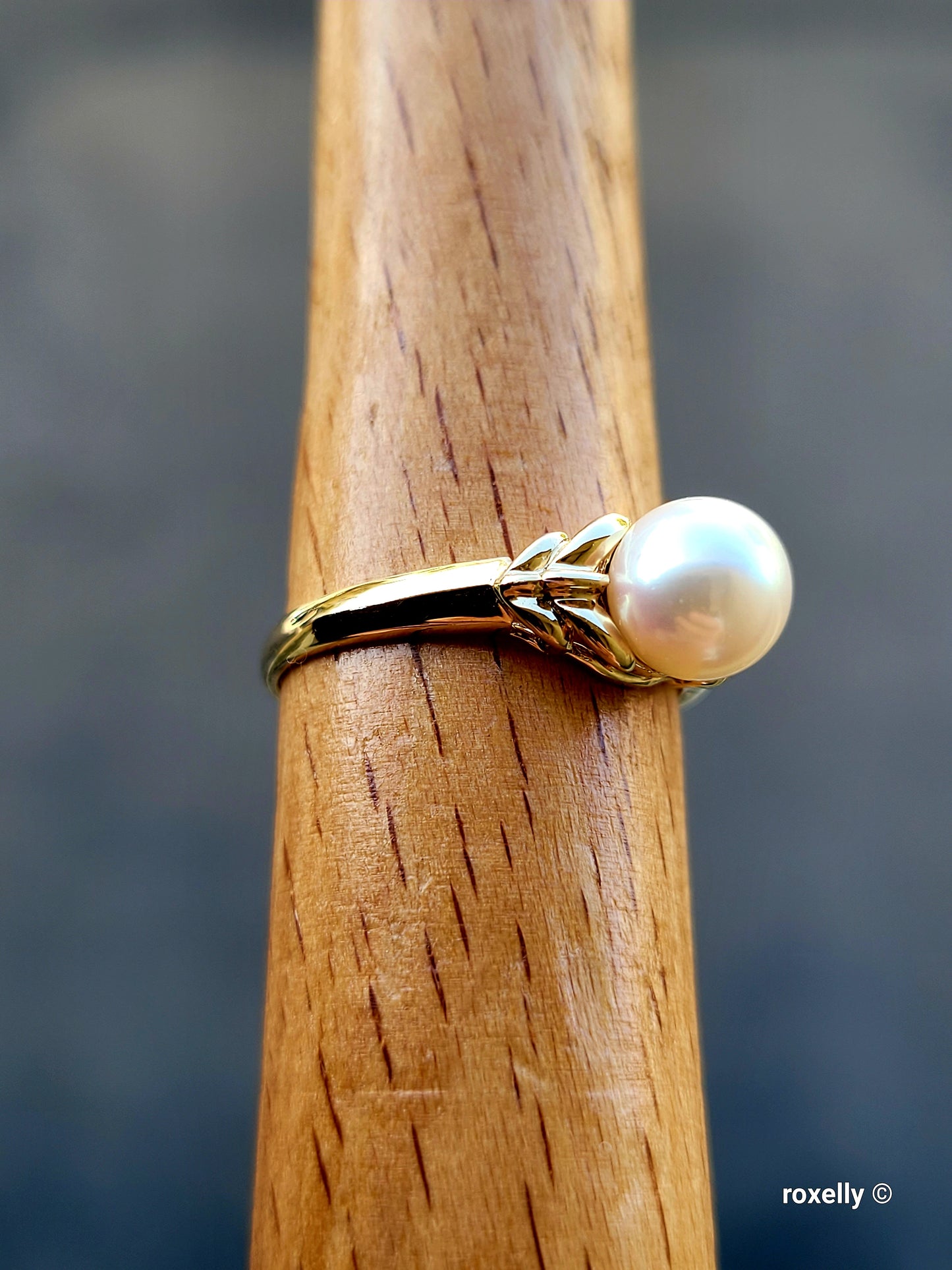 ❤️14k Size 6.75 Precious Solid Yellow Fresh-Water Pearl Ring!