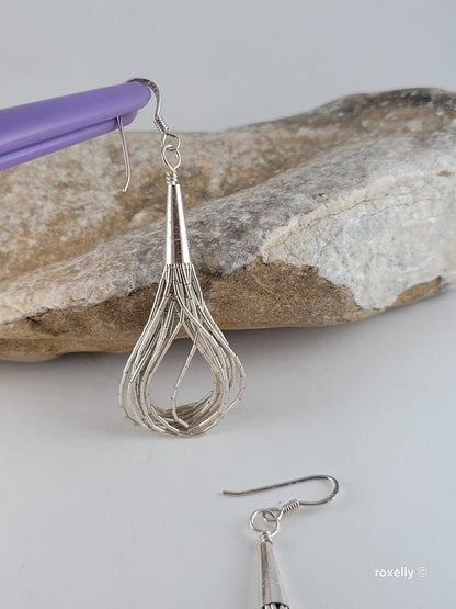 ❤️925 Beautiful Sterling Silver Navajo Liquid Design, 8 Strands Earrings!