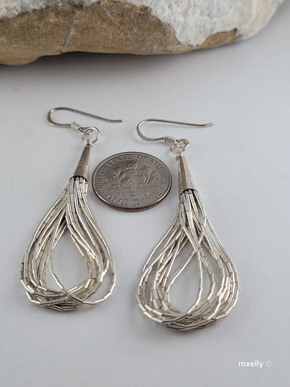 ❤️925 Beautiful Sterling Silver Navajo Liquid Design, 8 Strands Earrings!