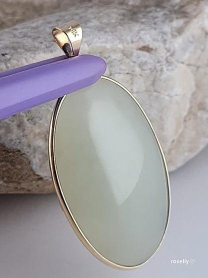 ❤️14k Precious Solid Yellow Gold Jade Cat Design Pendant!