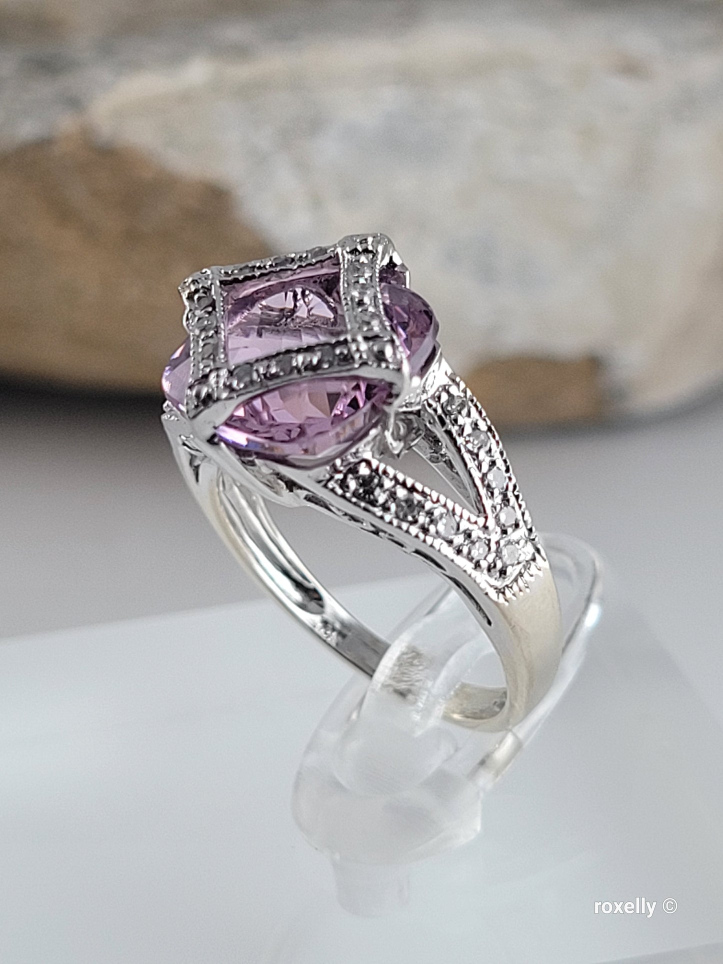 ❤️14k Size 4.75 Fancy Solid White Gold Pink Ice and Diamonds Ring!