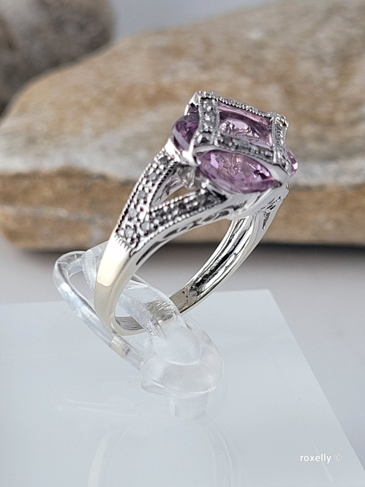 ❤️14k Size 4.75 Fancy Solid White Gold Pink Ice and Diamonds Ring!