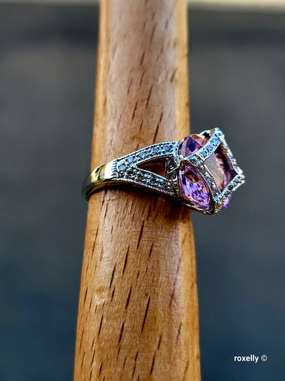 ❤️14k Size 4.75 Fancy Solid White Gold Pink Ice and Diamonds Ring!