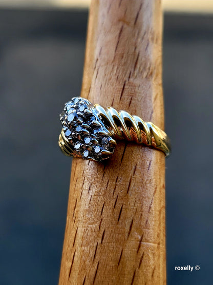 ❤️10k Size 6.75 Beautiful Solid Yellow Gold Cubic Zirconia Pattern Ring!