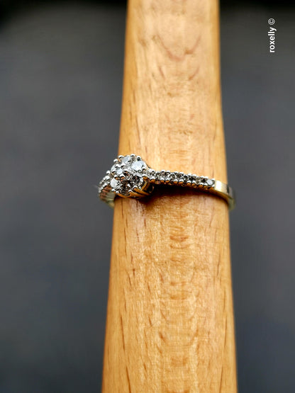 ❤️14k Size 6.75 Precious Solid White Gold Genuine Diamond Ring!