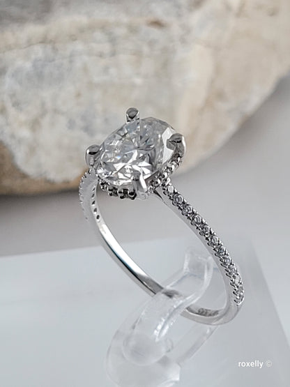 ❤️14k Size 8.5 Precious Solid White Gold Moissanite and Quartz Ring!