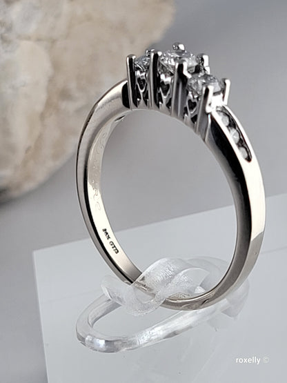 ❤️14k Size 7.25 Precious Solid White Gold Genuine Diamond Ring!