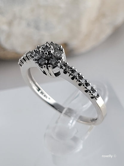 ❤️14k Size 6.75 Precious Solid White Gold Genuine Diamond Ring!