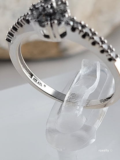 ❤️14k Size 6.75 Precious Solid White Gold Genuine Diamond Ring!