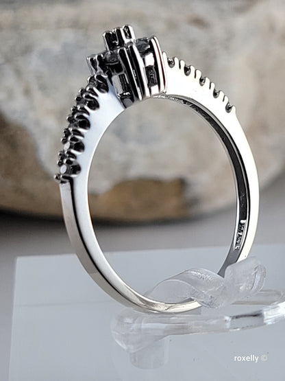 ❤️14k Size 6.75 Precious Solid White Gold Genuine Diamond Ring!