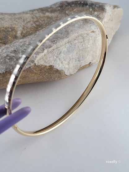 ❤️14k Fancy Solid White and Yellow Gold Tubular Design Bracelet, Millor Italy!