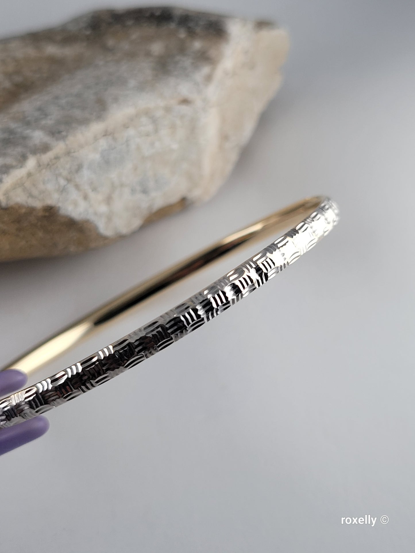 ❤️14k Fancy Solid White and Yellow Gold Tubular Design Bracelet, Millor Italy!