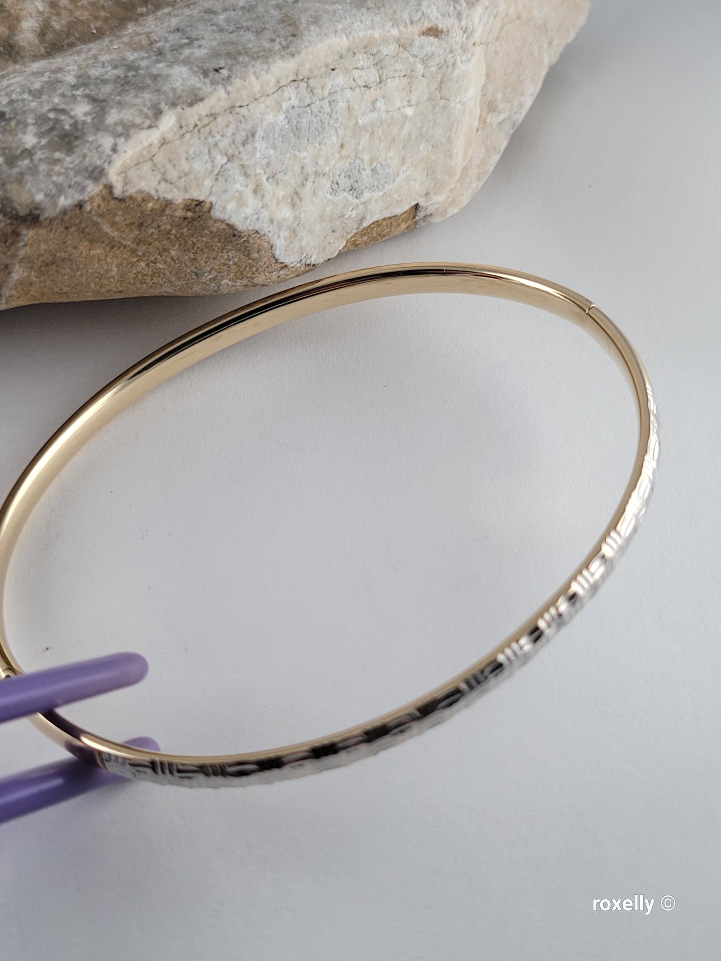 ❤️14k Fancy Solid White and Yellow Gold Tubular Design Bracelet, Millor Italy!