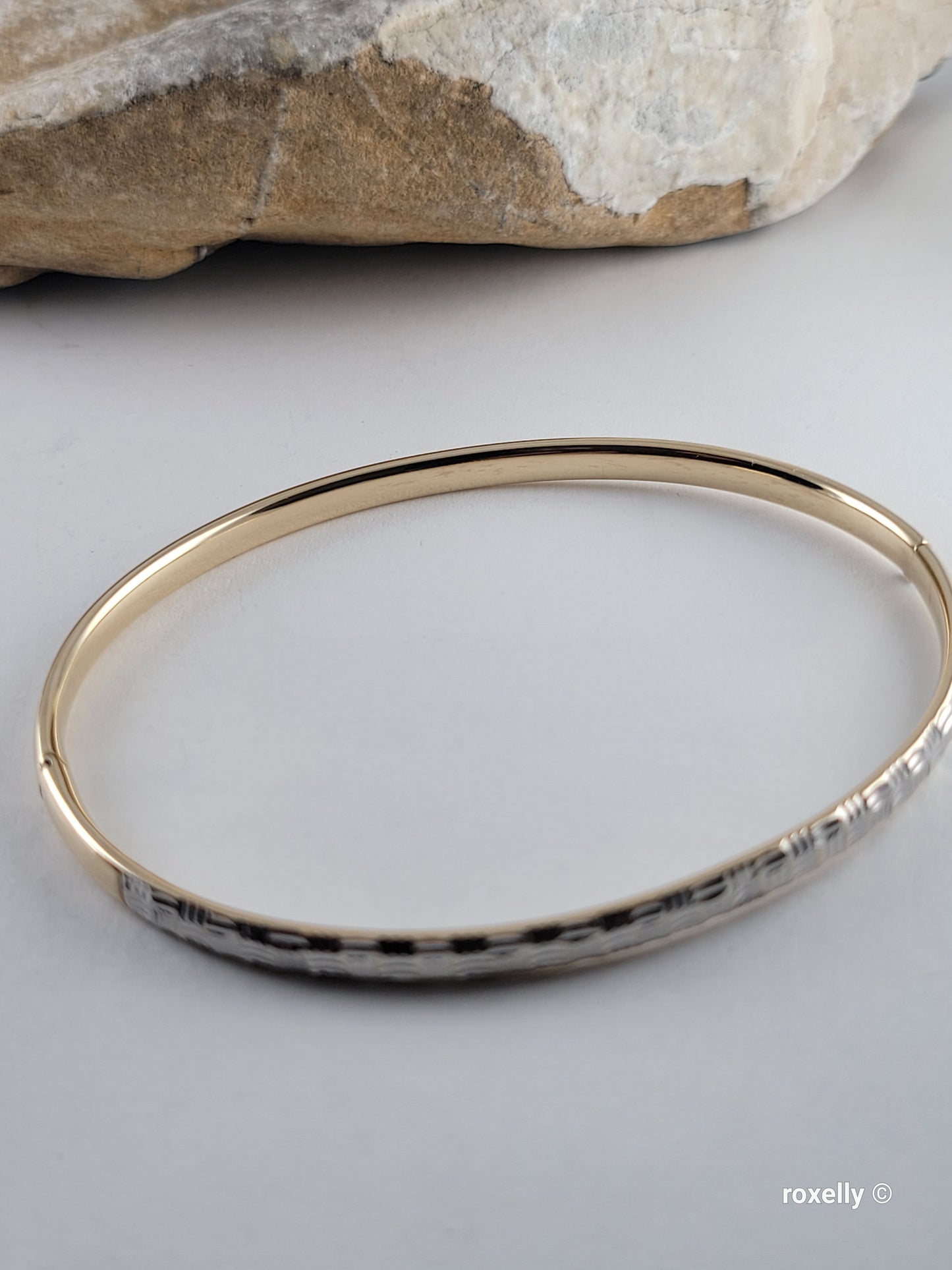 ❤️14k Fancy Solid White and Yellow Gold Tubular Design Bracelet, Millor Italy!