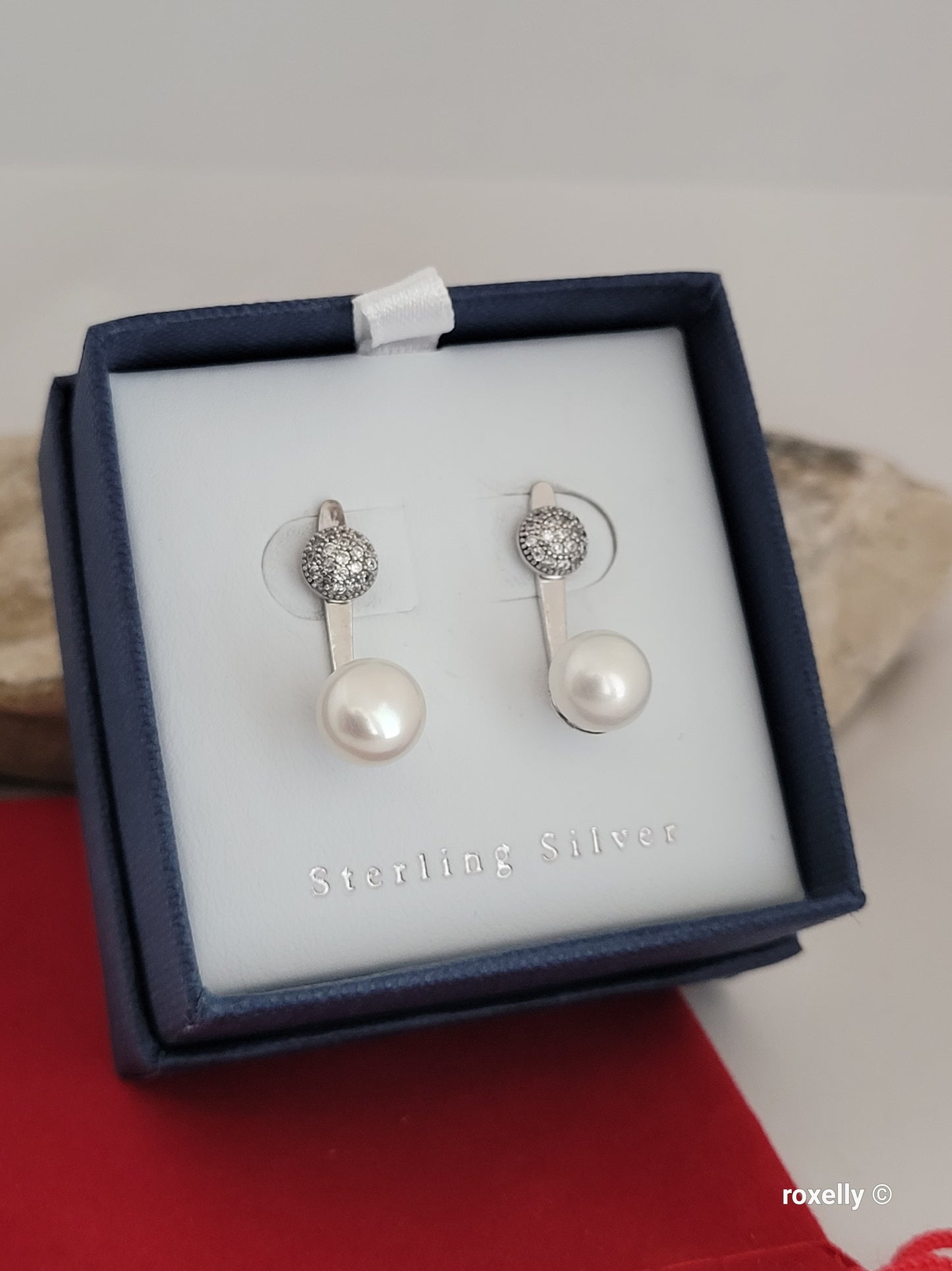 ❤️925 Lovely Sterling Silver Fresh-Water Pearl and CZ Earrings!