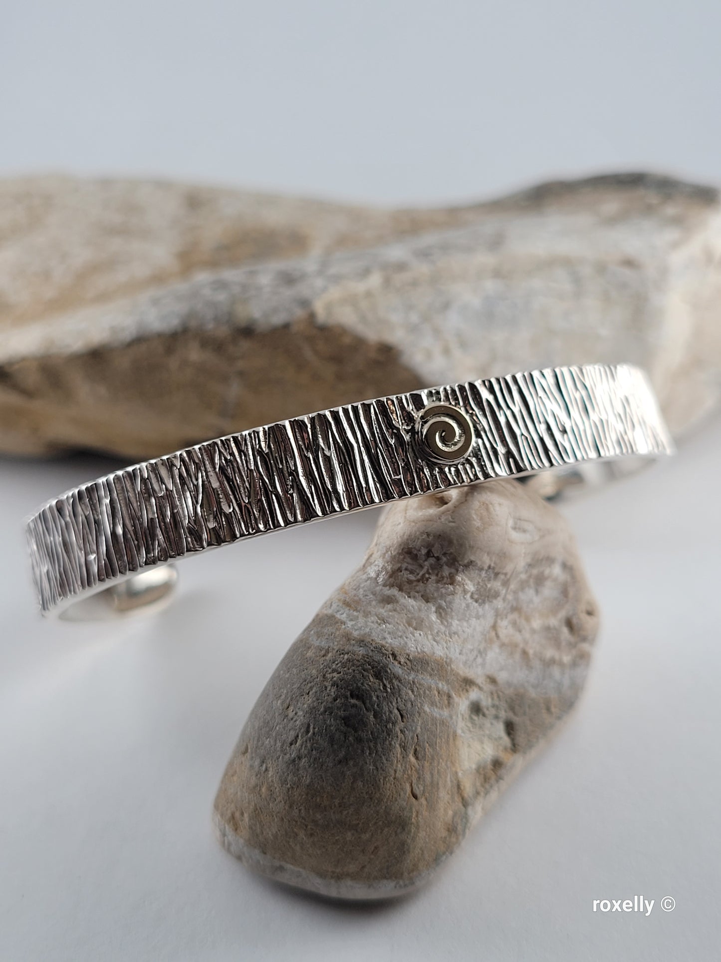 ❤️Sterling Silver Cuff Bracelet with a 14k Gold Swirl in the Center!