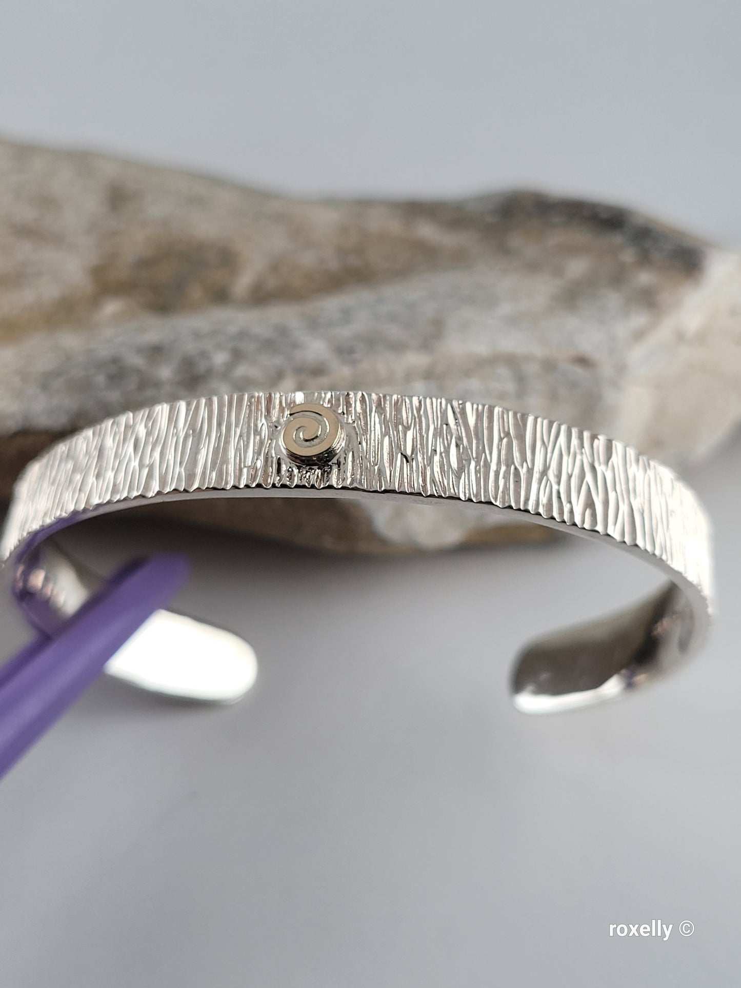 ❤️Sterling Silver Cuff Bracelet with a 14k Gold Swirl in the Center!