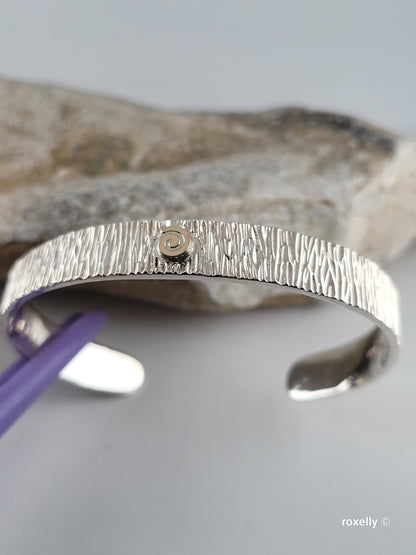 ❤️Sterling Silver Cuff Bracelet with a 14k Gold Swirl in the Center!