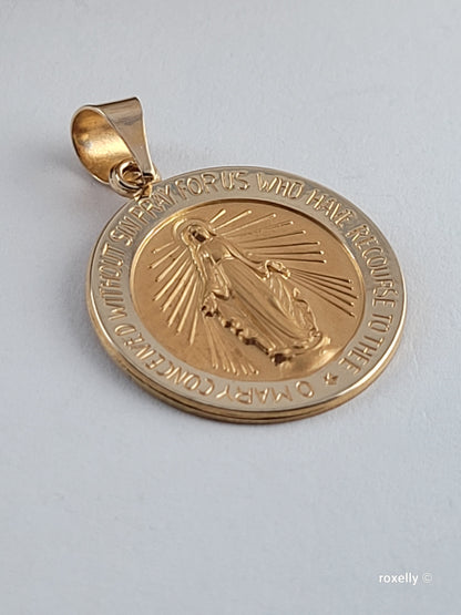 ❤️14k Precious Solid Yellow Gold Religious Blessed Mother Mary Medal!