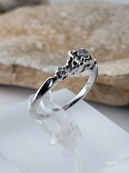 ❤️18k Size 6.75 Gorgeous Solid White Gold Genuine Diamond Art-Deco Ring!