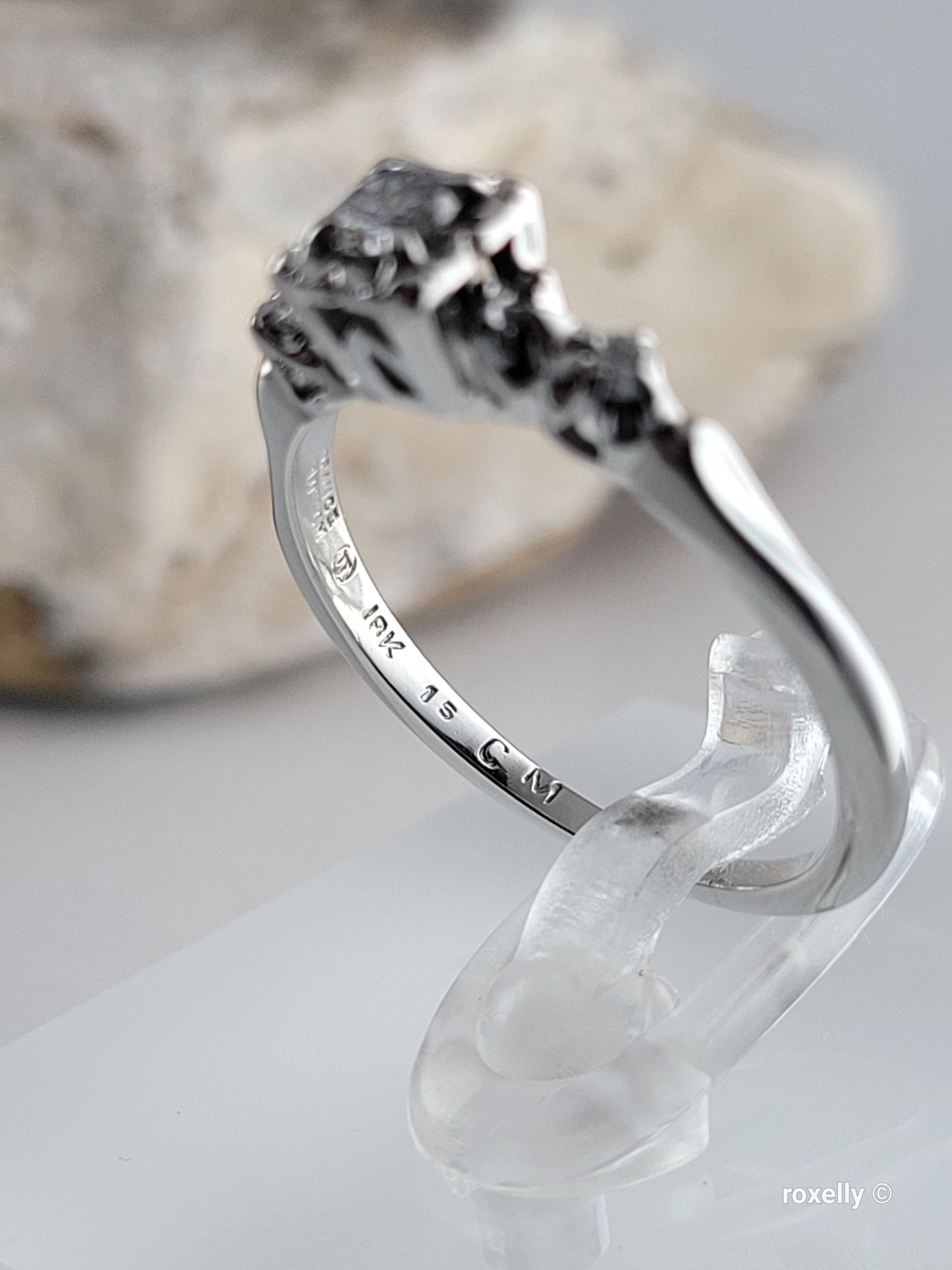 ❤️18k Size 6.75 Gorgeous Solid White Gold Genuine Diamond Art-Deco Ring!